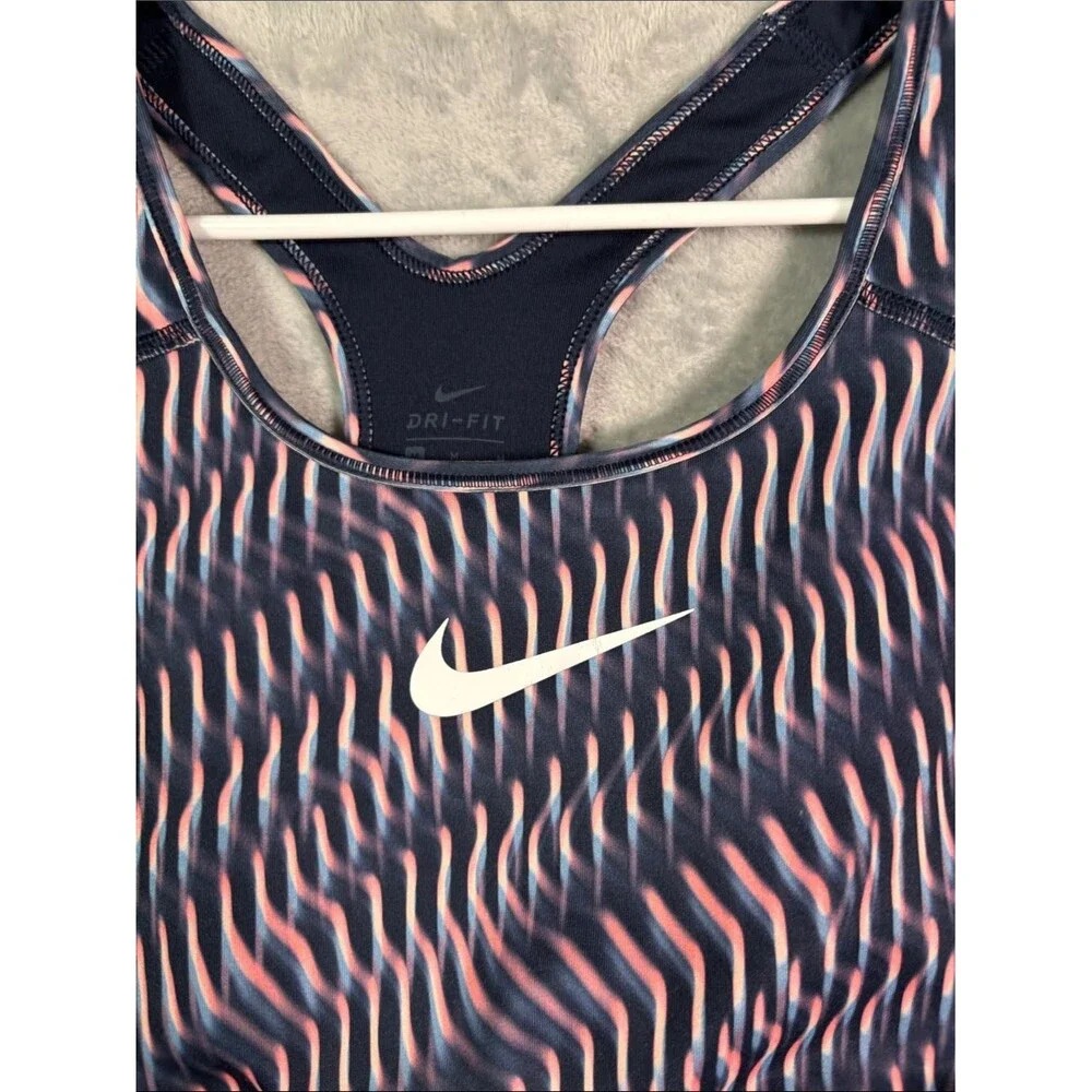 Nike Pink Blue Geometric Logo Sports Bra Size Medium
